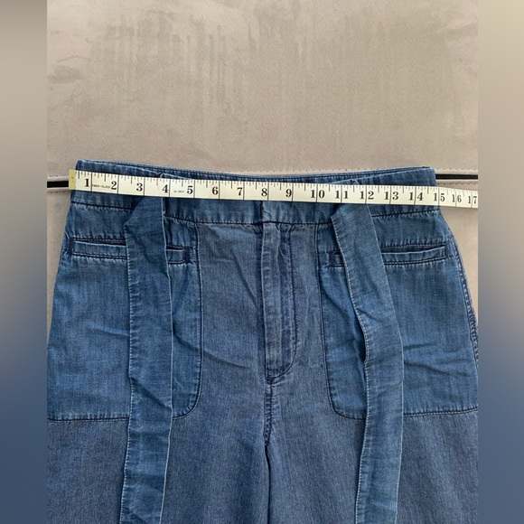 NWT J.Crew Cropped Chambray Pants with tie size 8 - Picture 9 of 10